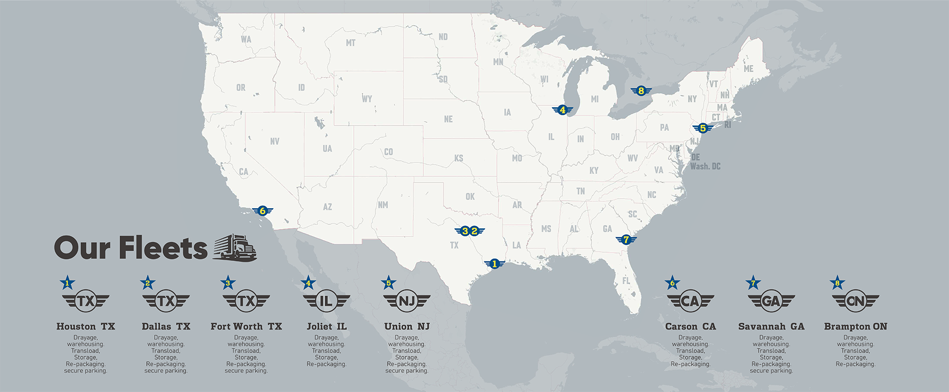 Trucking2000 nationwide fleet coverage network map